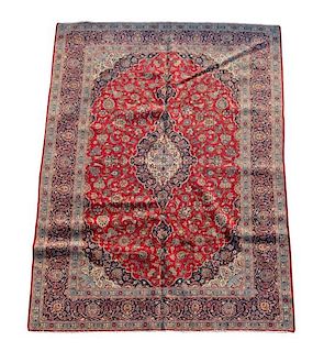 Hand Woven Persian Kashan Area Rug 8' 1" x 12' 4"