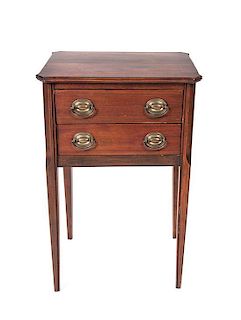 A George III Style Mahogany Work Table, Height 28 x width 18 x depth 14 inches.