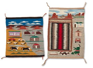 A pair of Navajo pictorial textiles