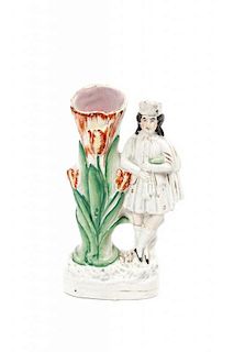 A Staffordshire Spill Vase, Height 9 inches.