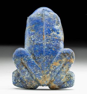 Superb Near Eastern Sumerian Lapis Frog Amulet Figurine