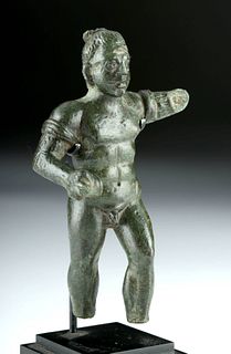 Rare Roman Bronze Nude Male Boxer, Spiked Caestus