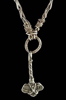 10th C. Viking Silver Necklace w/ Thor's Hammer Pendant
