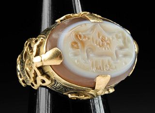 12th C. Islamic Seljuk Gold & Agate Signet Ring