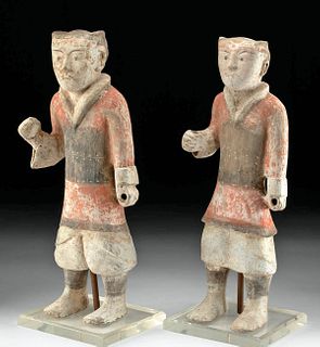 Pair of Chinese Han Dynasty Polychrome Warriors