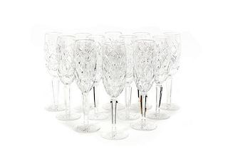 Twelve Heritage Crystal Champagne Flutes, Height 9 1/2 inches.