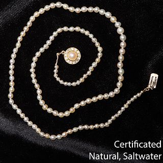 CERTIFICATED SINGLE STRAND PEARL NECKLACE