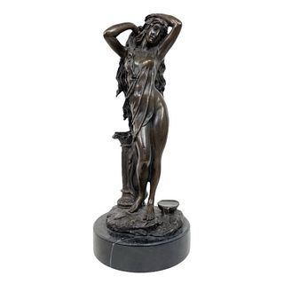 Bronze Sculpture of Young Beauty On Marble Base