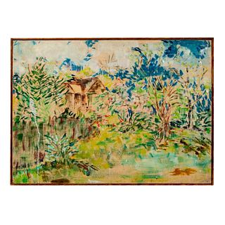 Vintage Impressionist Oil Painting on Board Landscape