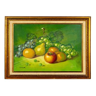 Artist Signed Oil Painting on Canvas Still Life with Fruits
