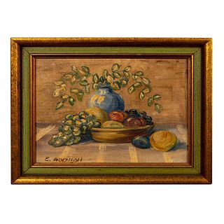 E. Addison Vintage Oil Painting on Board Still Life