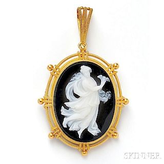 Antique 18kt Gold and Hardstone Cameo Pendant/Brooch