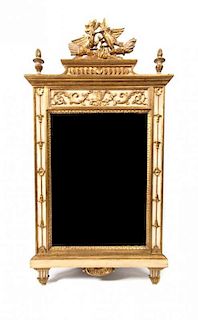 A Regency Style Giltwood Mirror, Height 49 x width 25 inches.