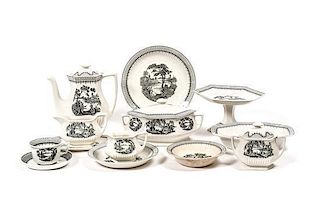 An English Ironstone Partial Dinner Service, William Adams and Sons, Diameter of first 10 1/4 inches.