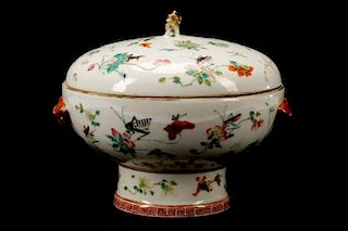 Fine Chinese Export Lidded Tureen, Grasshoppers