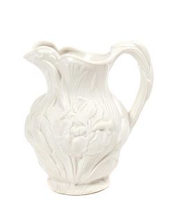 An English Bisque Porcelain Pitcher, Height 9 1/2 inches.