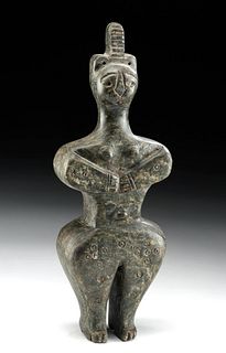 Rare Caspian Sea Incised Stone Fertility Idol Figure