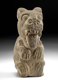 Sizeable Maya Stone Jaguar Guardian Figure