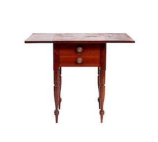 An American Mahogany Pembroke Table, Height 27 1/2 x width 33 1/2 x depth 22 inches (open).