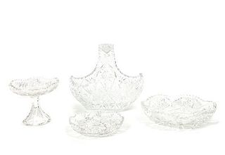 A Collection of American Cut Glass, Height of basket 9 inches.