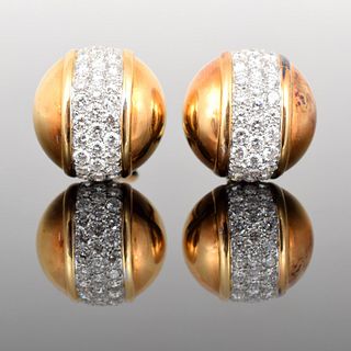 18K Gold, Platinum & Diamond Estate Earrings
