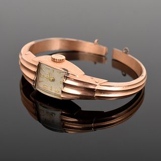 Doxa 14k Gold Ladies Bangle Estate Wristwatch
