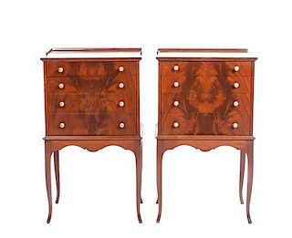 A Pair of Walnut Side Tables, Height 29 x width 17 x depth 12 inches.