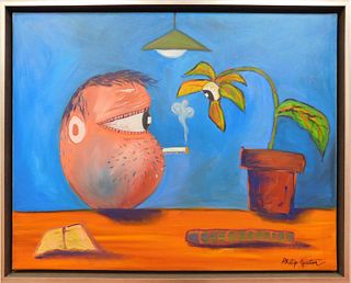 Philip Guston Attr. : Smoking Head with Plant