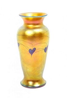 An Iridescent Glass Vase, Height 8 1/8 inches.