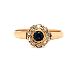 18k Art DecoÂ  Diamond Sapphire Rosetta Ring
