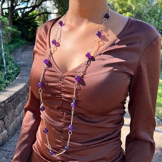 14k Two tone Amethyst NecklaceÂ 