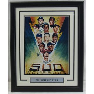 500 HR Club Signed Framed 11x14 Photo With 11 Signatures Including Mickey Mantle, Ted Williams, Hank Aaron, Willie Mays & Others (JSA LOA)