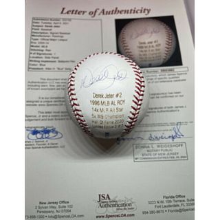 Derek Jeter Signed Stat Engraved Baseball (JSA LOA)
