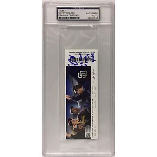 Corey Seager Signed MLB Debut Ticket With "MLB Debut/1st MLB Hit" Inscription (PSA)