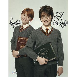 Daniel Radcliffe & Rupert Grint Dual Signed 11x14 Harry Potter Photo (Beckett COA)