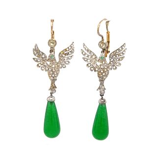 18k Bird Jade Jadeite Earrings