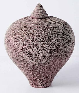 Lidded Textured Ceramic Vase