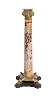 An Empire Style Gilt Bronze Mounted Marble Pedestal, Height 41 1/2 x width 14 1/2 x depth 14 1/2 inches.