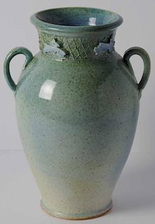Glazed Two Handled Ceramic Urn