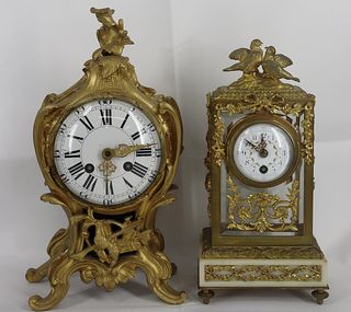 2 Fine Quality Gilt Bronze Clocks.