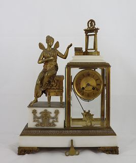 Fine 19th Century Bronze & Marble Figural Clock.