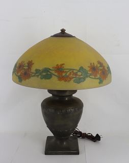 Handel Table Lamp With Reverse Painted Shade.