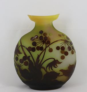 GALLE Signed Cameo Art Glass Vase.