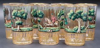 (7) Attr. Moser Paint and Gilt Decorated Glasses.