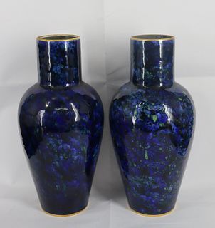 A Pair of Sevres Flambe Glaze Porcelain Vases As/