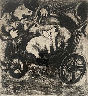 Marc Chagall Etching from "Fables de la Fontaine"