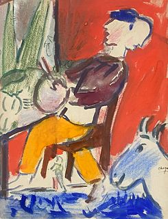 Marc Chagall 2-Sided Gouache and Drawing