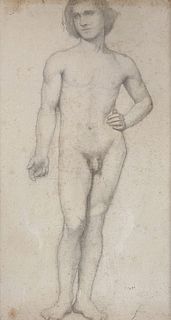 Edgar Degas Male Nude Pencil Drawing
