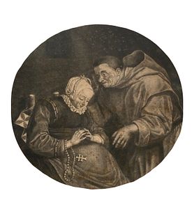 Cornelis Dusart Mezzotint, Biecht Monks and Nonnen