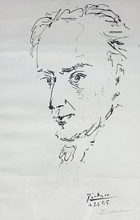 Pablo Picasso Hand-Signed Lithograph  “Antonio Machado”